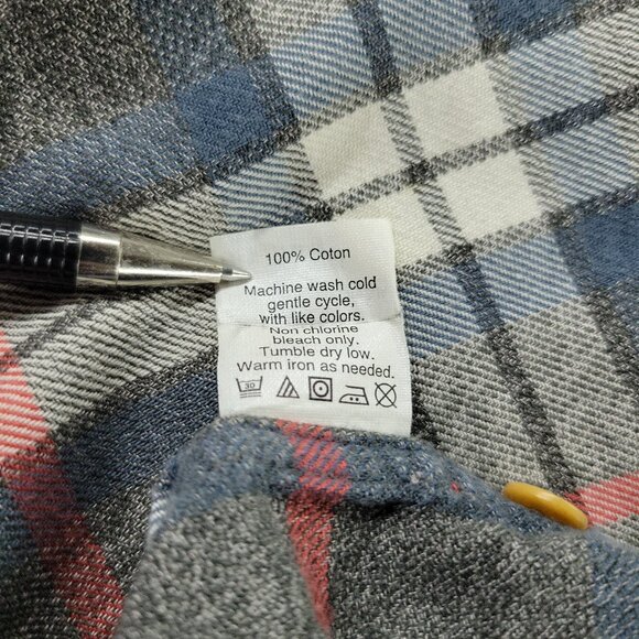 J Crew Button Shirt Men's Small Gray Red Plaid Flannel Long Sleeve Pocket Adult - Picture 14 of 14